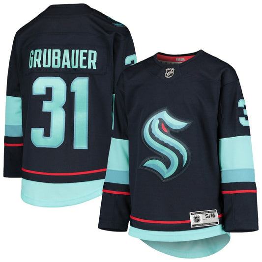 Philipp Grubauer Seattle Kraken Youth Home Premier Player Jersey - Deep Sea Blue | NHL Jerseys