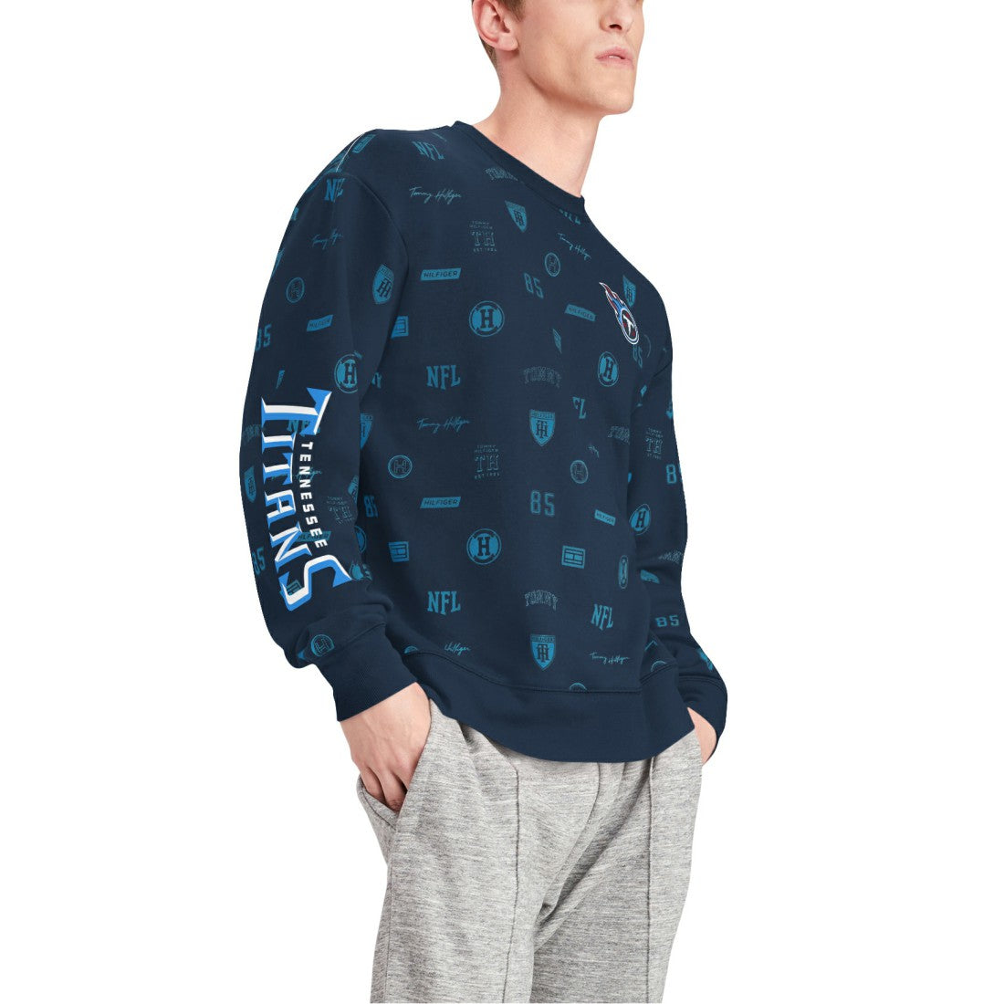 Tennessee Titans Tommy Hilfiger Reid Graphic Pullover Sweatshirt Navy - NFL