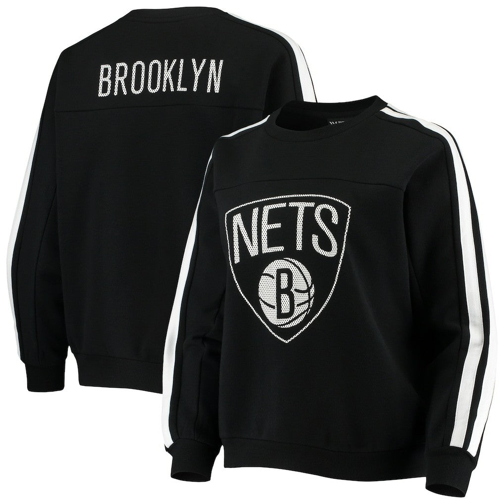 NBA - Brooklyn Nets The Wild Collective Women's Perforated Logo Pullover Sweatshirt - Black