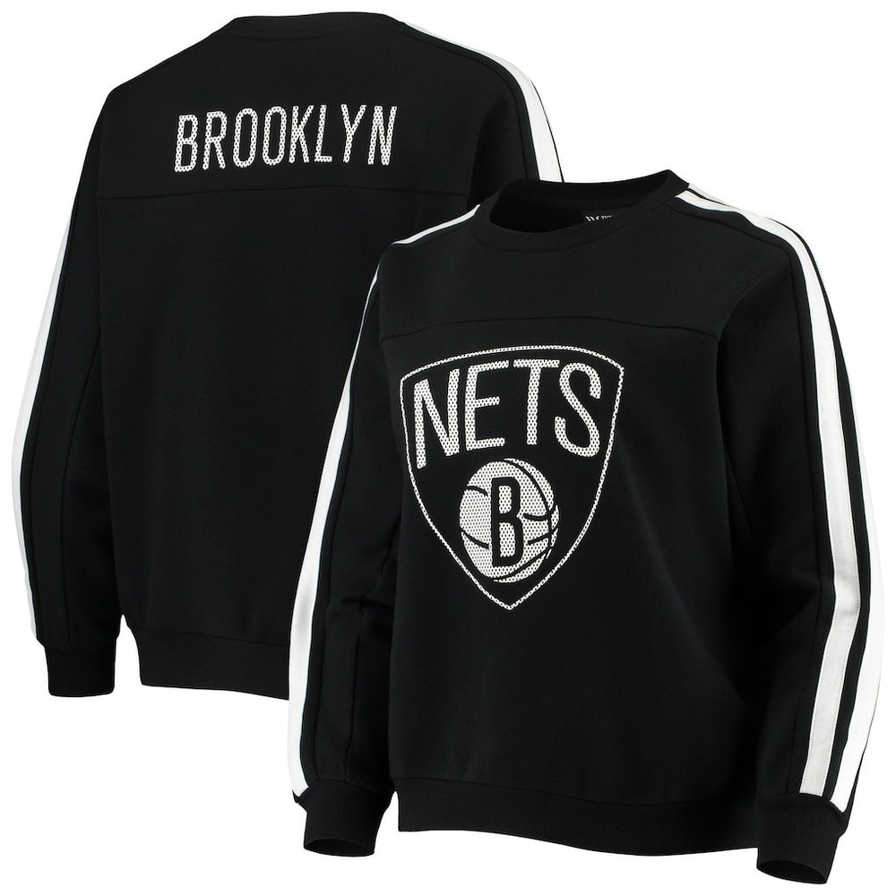 NBA - Brooklyn Nets The Wild Collective Women's Perforated Logo Pullover Sweatshirt - Black
