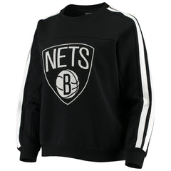NBA - Brooklyn Nets The Wild Collective Women's Perforated Logo Pullover Sweatshirt - Black