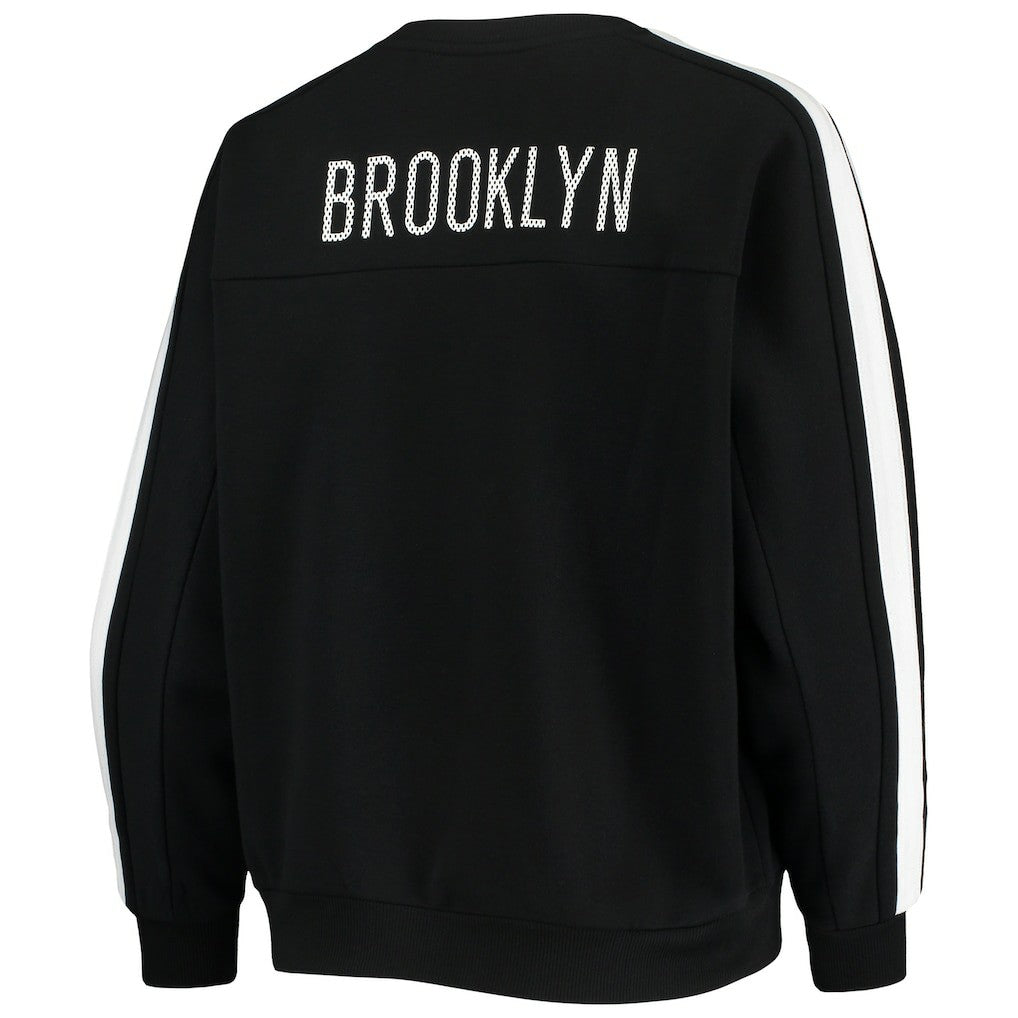 NBA - Brooklyn Nets The Wild Collective Women's Perforated Logo Pullover Sweatshirt - Black