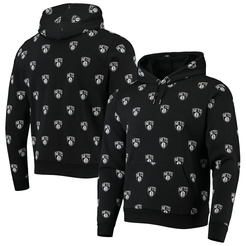 NBA - Brooklyn Nets The Wild Collective Unisex Allover Logo Pullover Hoodie - Black