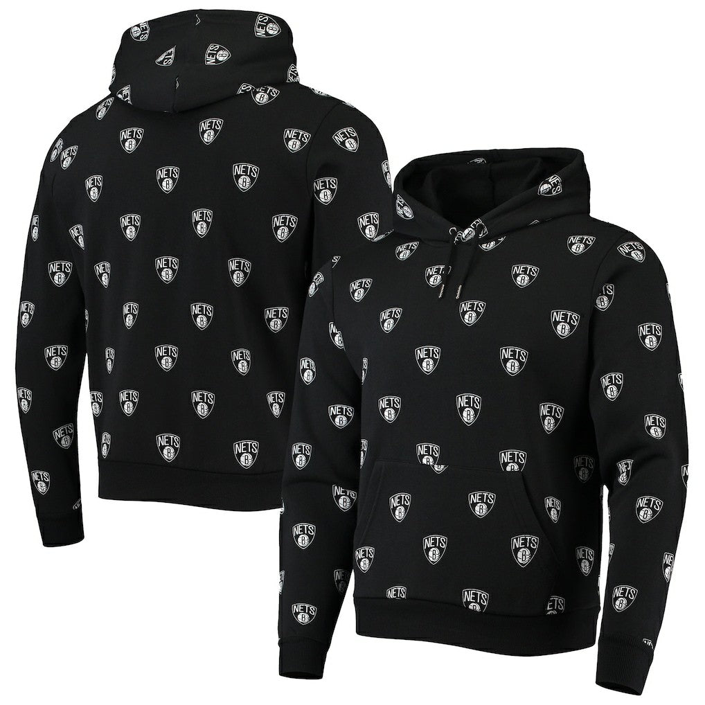 NBA - Brooklyn Nets The Wild Collective Unisex Allover Logo Pullover Hoodie - Black