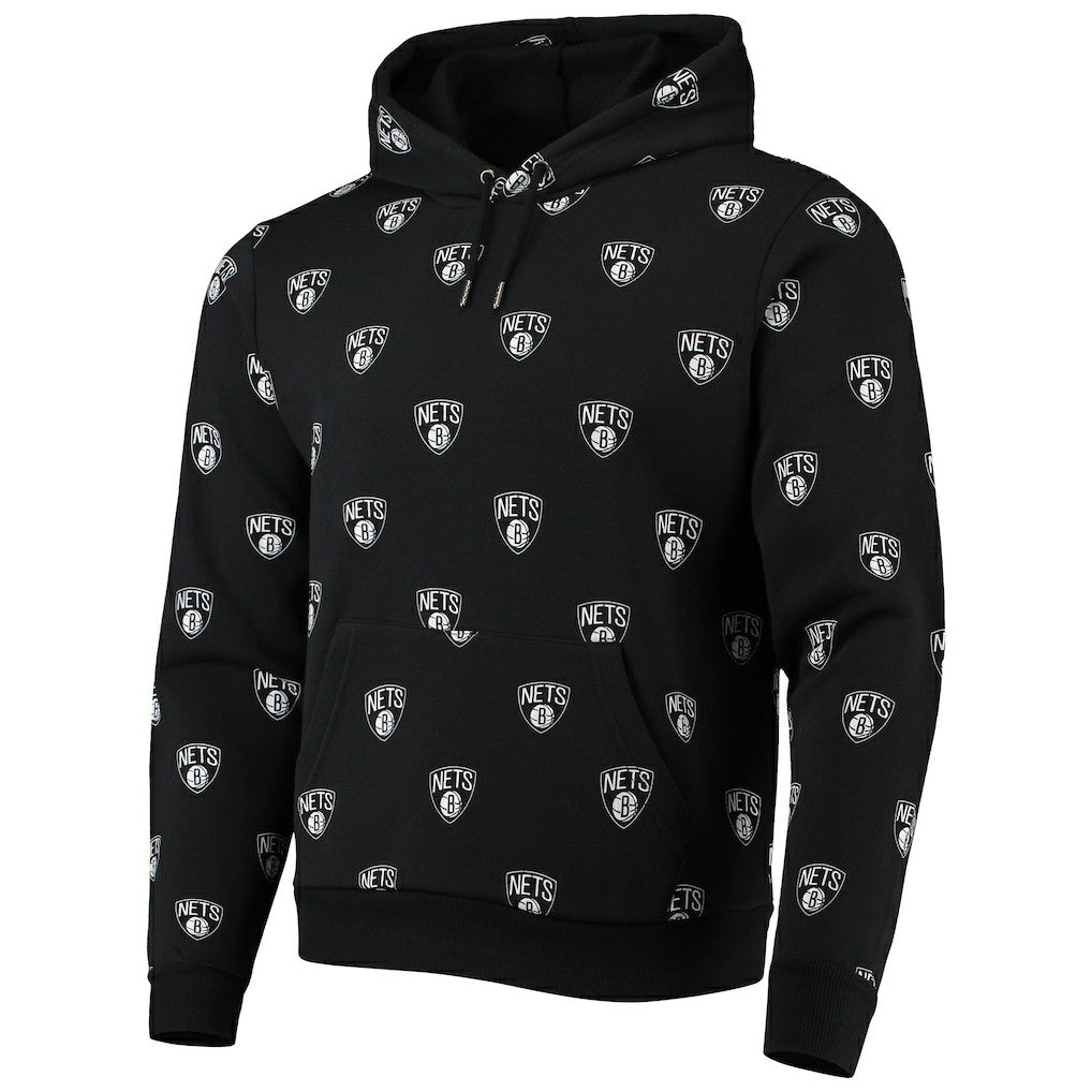 NBA - Brooklyn Nets The Wild Collective Unisex Allover Logo Pullover Hoodie - Black