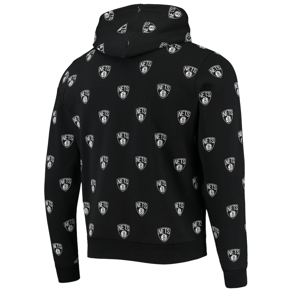 NBA - Brooklyn Nets The Wild Collective Unisex Allover Logo Pullover Hoodie - Black