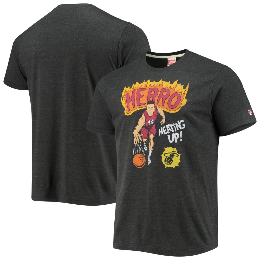 NBA - Tyler Herro Miami Heat Homage Comic Book Player Tri-Blend T-Shirt - Charcoal