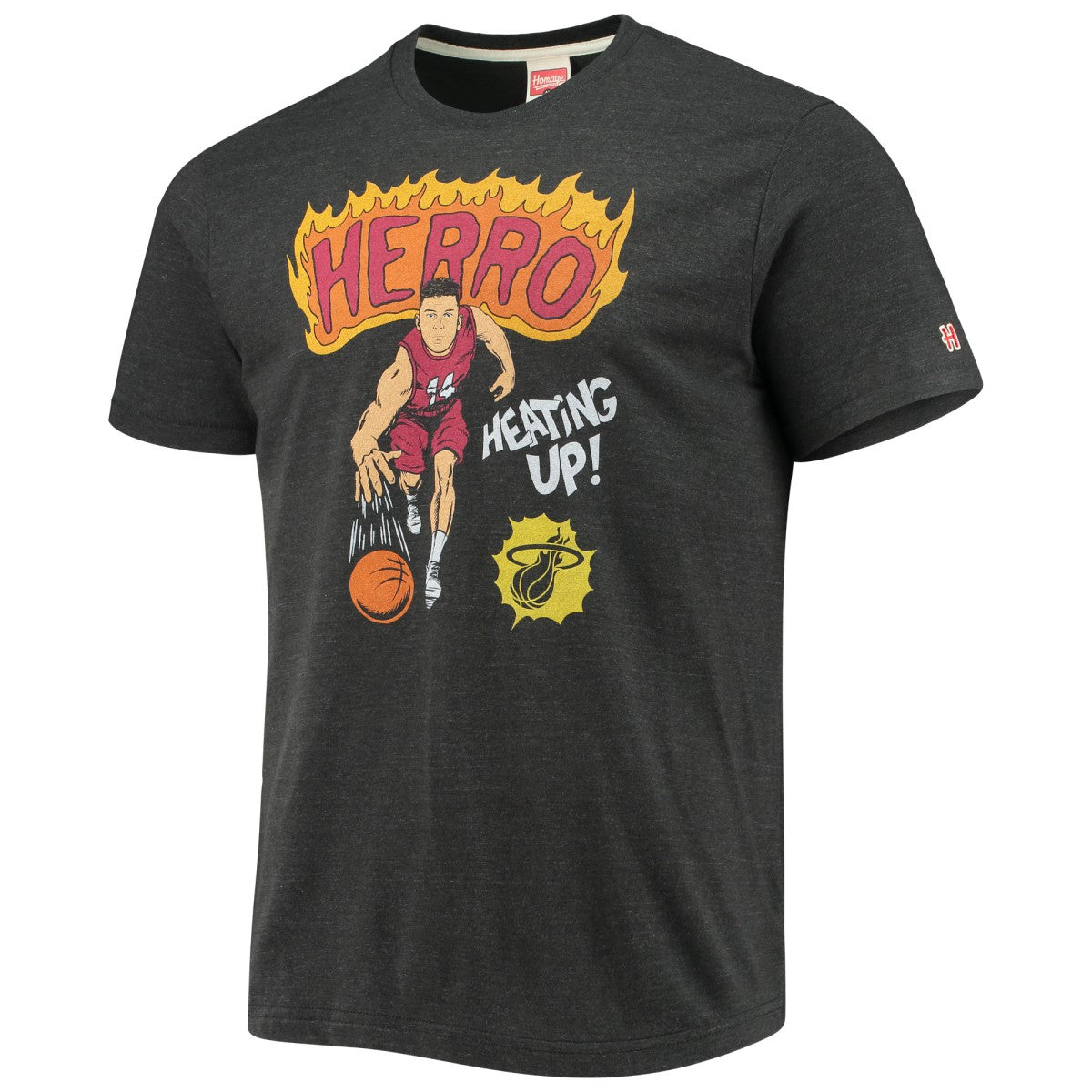NBA - Tyler Herro Miami Heat Homage Comic Book Player Tri-Blend T-Shirt - Charcoal
