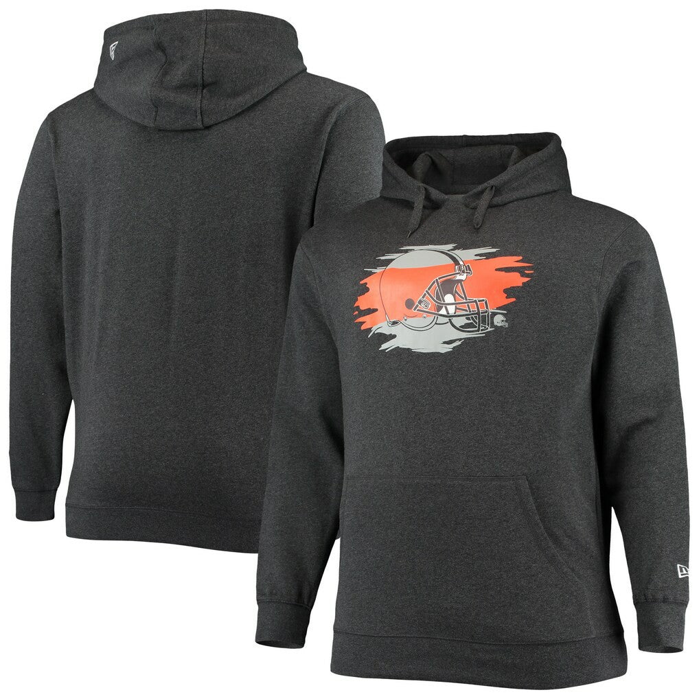 Cleveland Browns New Era Big & Tall Primary Logo Pullover Hoodie Charcoal - NFL