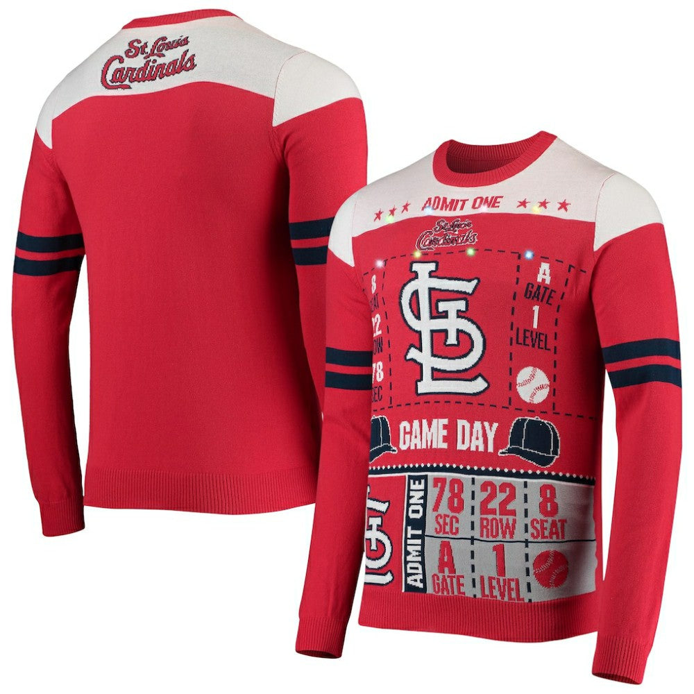 St. Louis Cardinals FOCO Ticket Light-Up Ugly Sweater Online