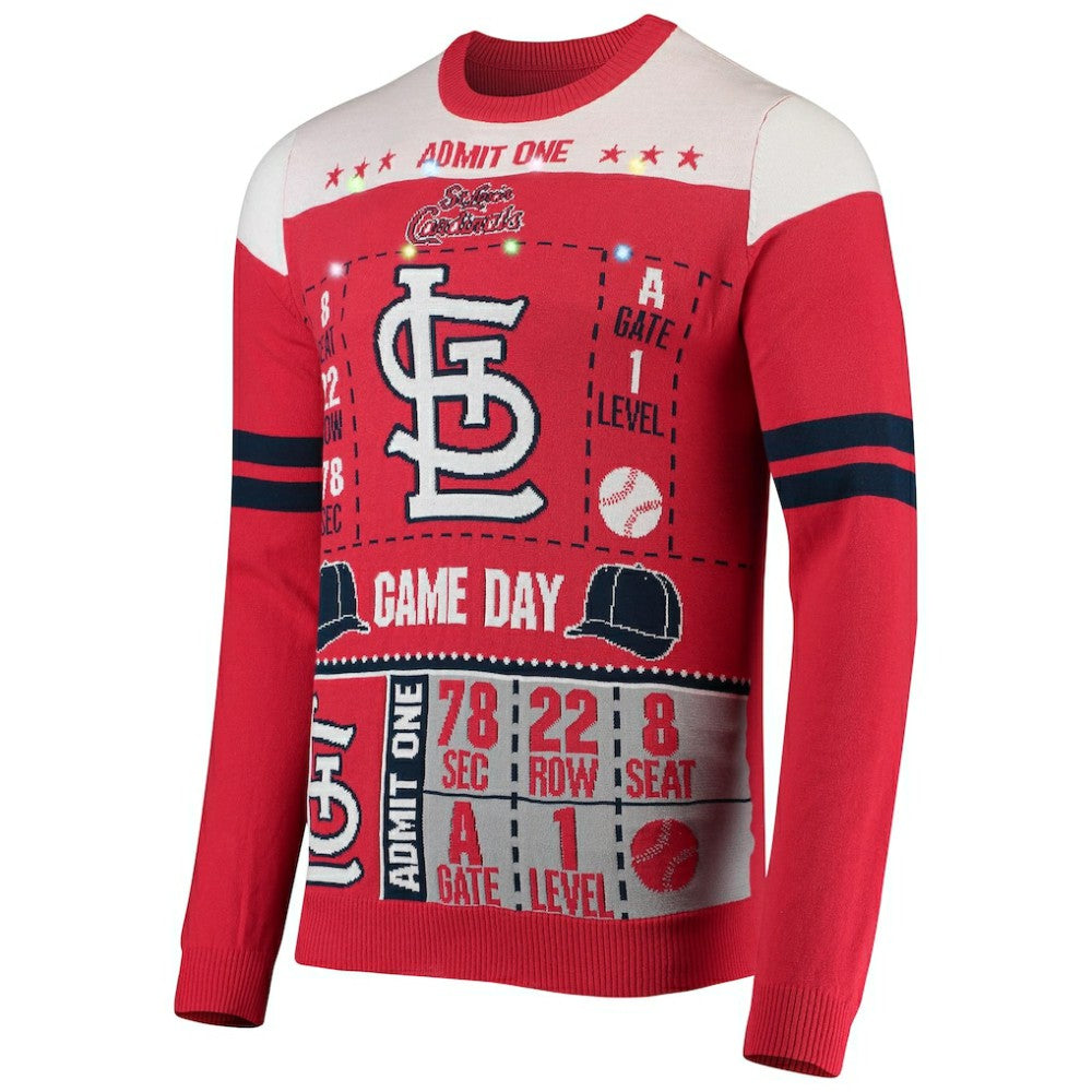 St. Louis Cardinals FOCO Ticket Light-Up Ugly Sweater Online