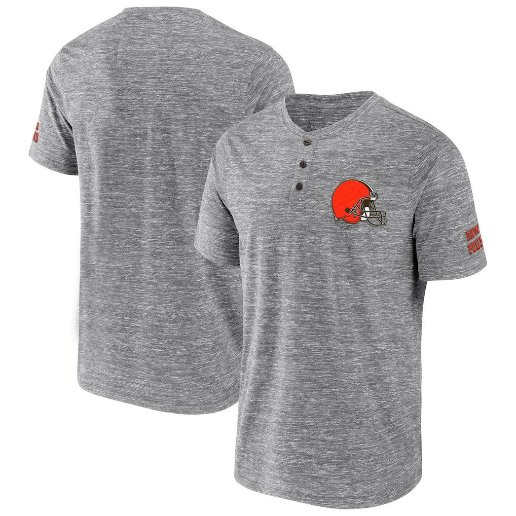 Cleveland Browns NFL x Darius Rucker Collection Slub Henley T-Shirt Heathered Gray - Fanatics