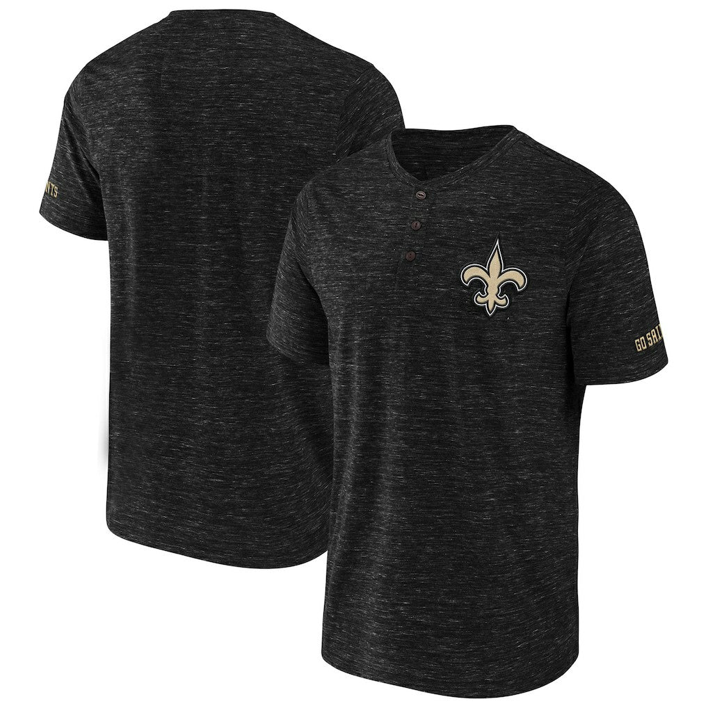New Orleans Saints NFL x Darius Rucker Collection Slub Henley T-Shirt Black - Fanatics