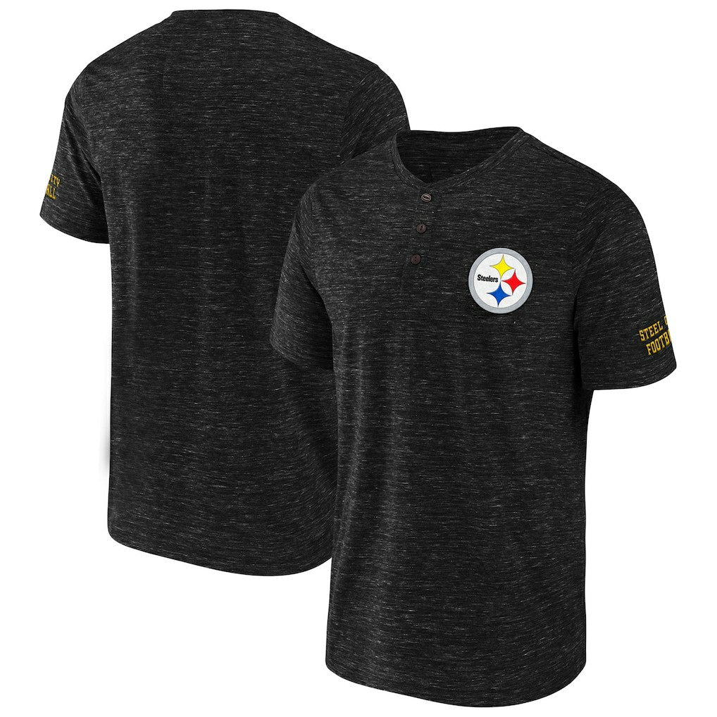 Pittsburgh Steelers NFL x Darius Rucker Collection Slub Henley T-Shirt Black - Fanatics
