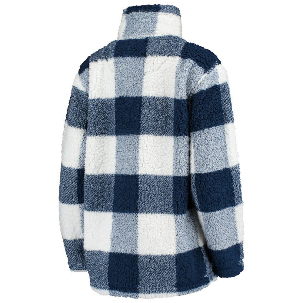 Seattle Kraken G-III 4Her by Carl Banks Women's Plaid Sherpa Quarter-Zip Jacket Deep Sea Blue/White