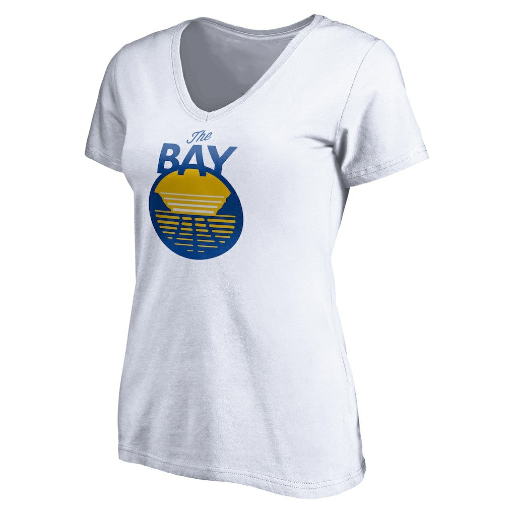 NBA - Golden State Warriors Women's The Bay Logo V-Neck T-Shirt - White