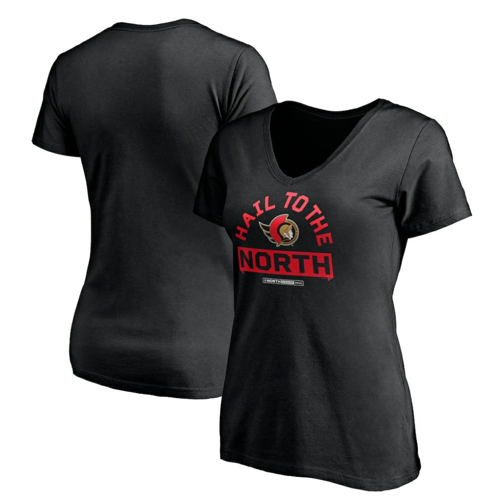 Ottawa Senators - Women's Hail to the North V-Neck T-Shirt Black