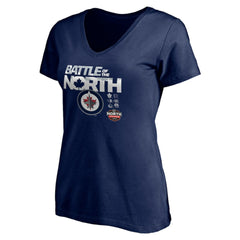 Winnipeg Jets - Women's Battle of the North V-Neck T-Shirt Navy