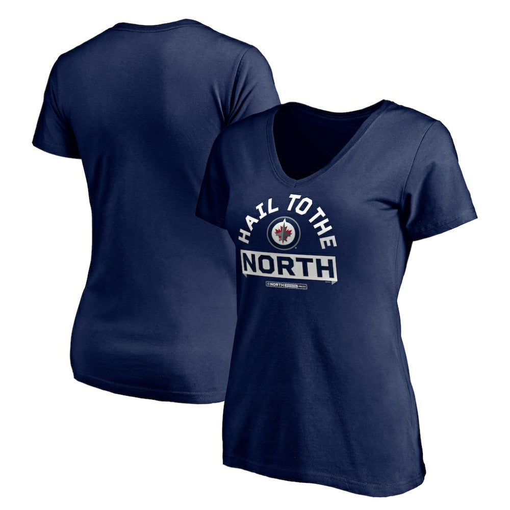 Winnipeg Jets - Women's Hail to the North V-Neck T-Shirt Navy