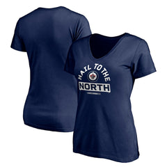 Winnipeg Jets - Women's Hail to the North V-Neck T-Shirt Navy