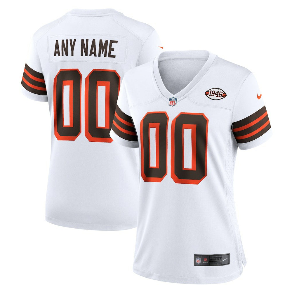 Cleveland Browns Women's 1946 Collection Alternate Custom Jersey White - Nike