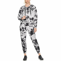 Las Vegas Raiders DKNY Sport Women's Dakota Oversized Tie-Dye Half-Zip Hoodie White/Black - NFL