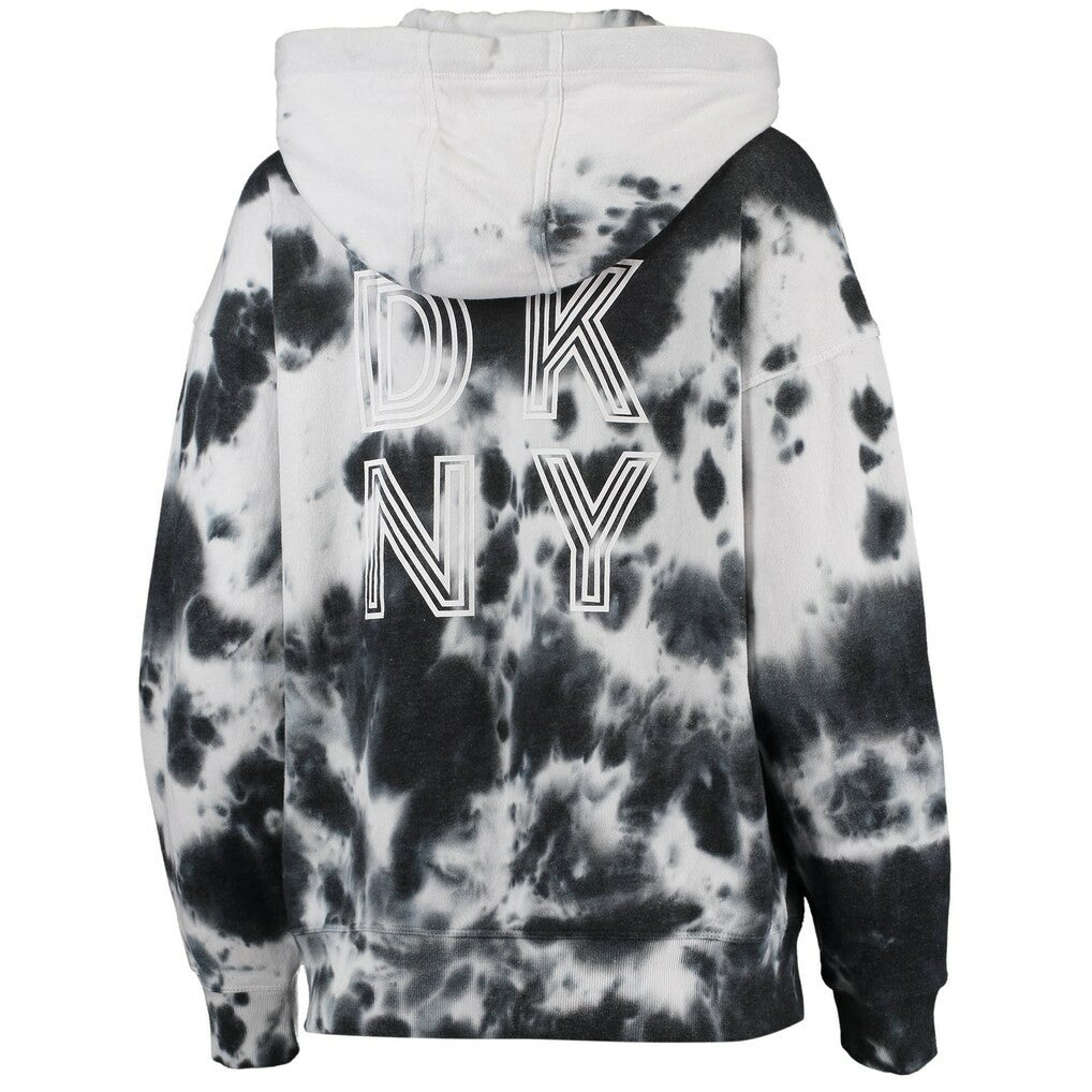 Minnesota Vikings DKNY Sport Women's Dakota Oversized Tie-Dye Half-Zip Hoodie White/Black - NFL
