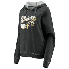 New Orleans Saints New Era Women's Script Fleece Raglan Pullover Hoodie Charcoal - NFL