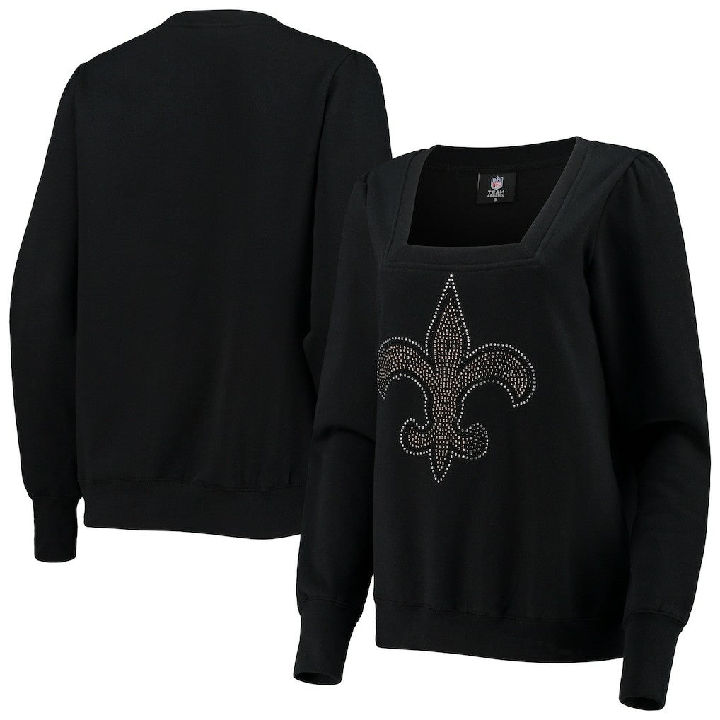 New Orleans Saints Cuce Women's Winners Square Neck Pullover Sweatshirt Black - NFL
