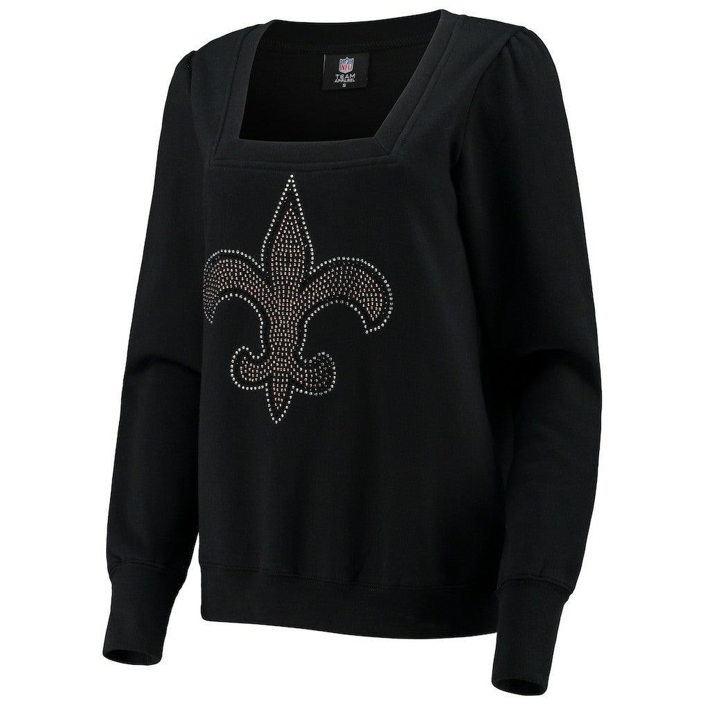 New Orleans Saints Cuce Women's Winners Square Neck Pullover Sweatshirt Black - NFL