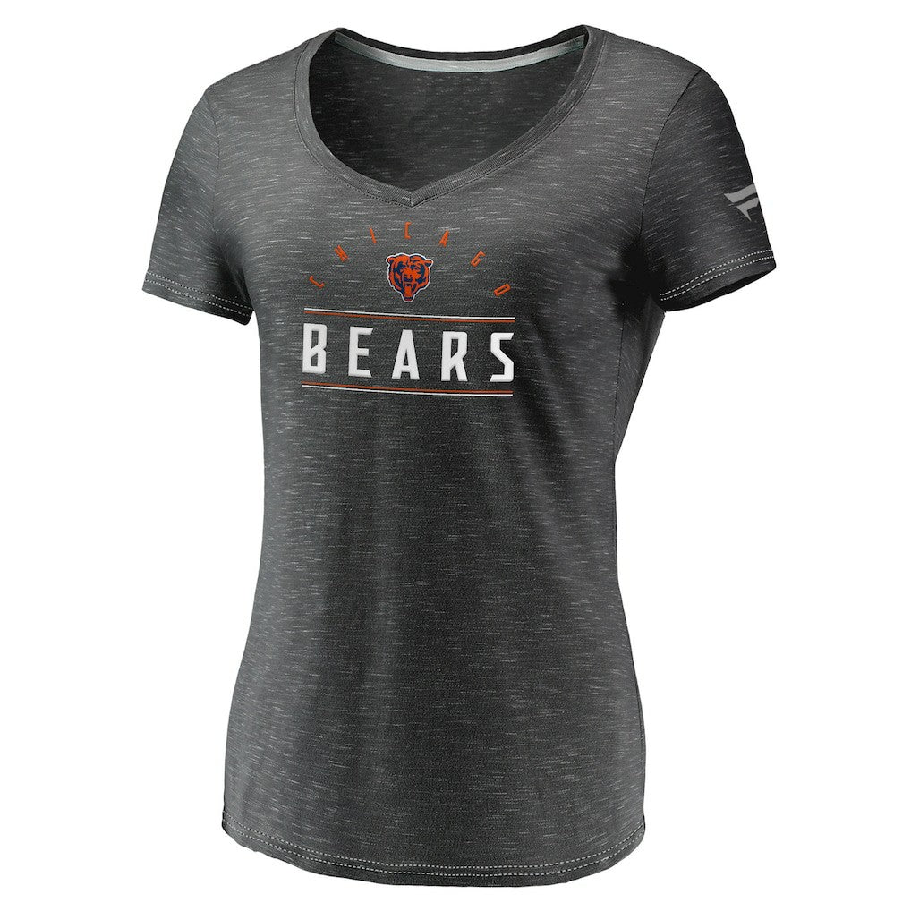 Chicago Bears Women's League Leader Space Dye V-Neck T-Shirt Charcoal - Fanatics