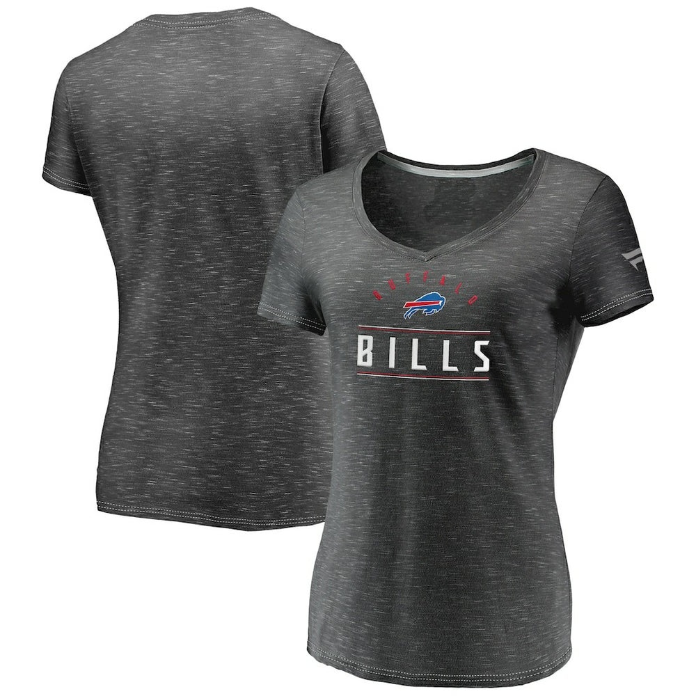 Buffalo Bills Women's League Leader Space Dye V-Neck T-Shirt Charcoal - Fanatics