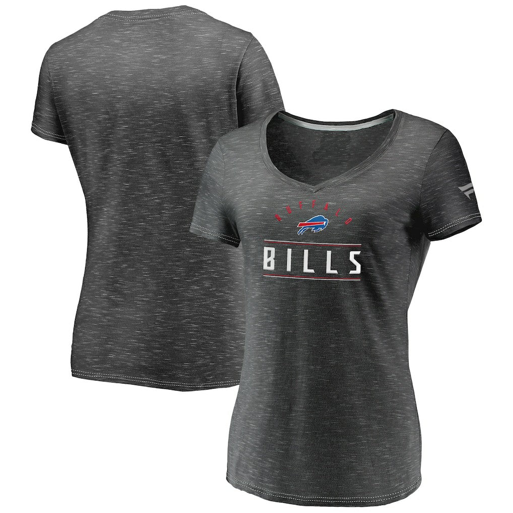 Buffalo Bills Women's League Leader Space Dye V-Neck T-Shirt Charcoal - Fanatics