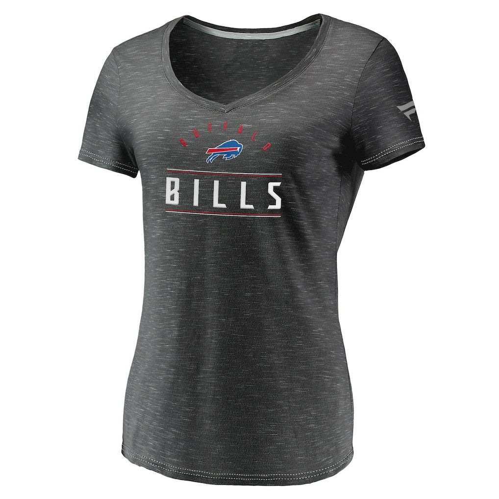 Buffalo Bills Women's League Leader Space Dye V-Neck T-Shirt Charcoal - Fanatics