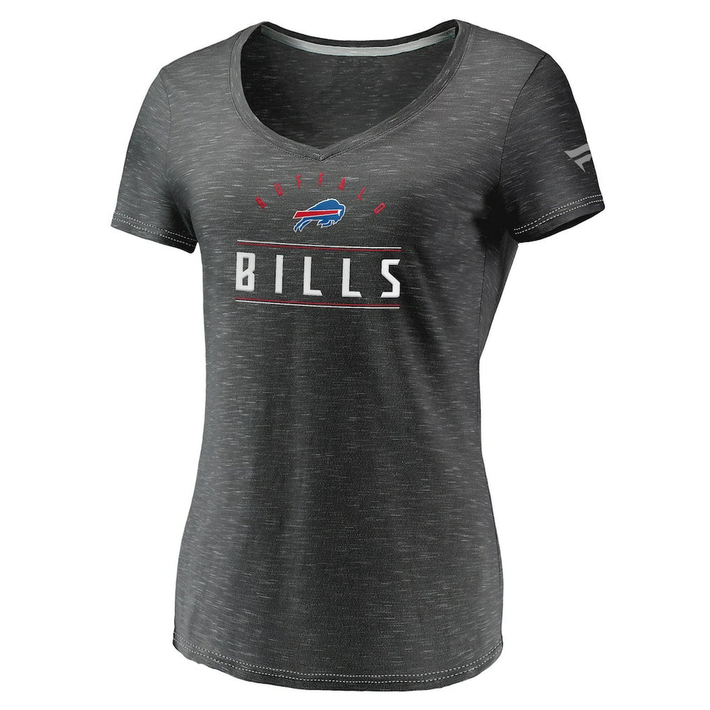 Buffalo Bills Women's League Leader Space Dye V-Neck T-Shirt Charcoal - Fanatics