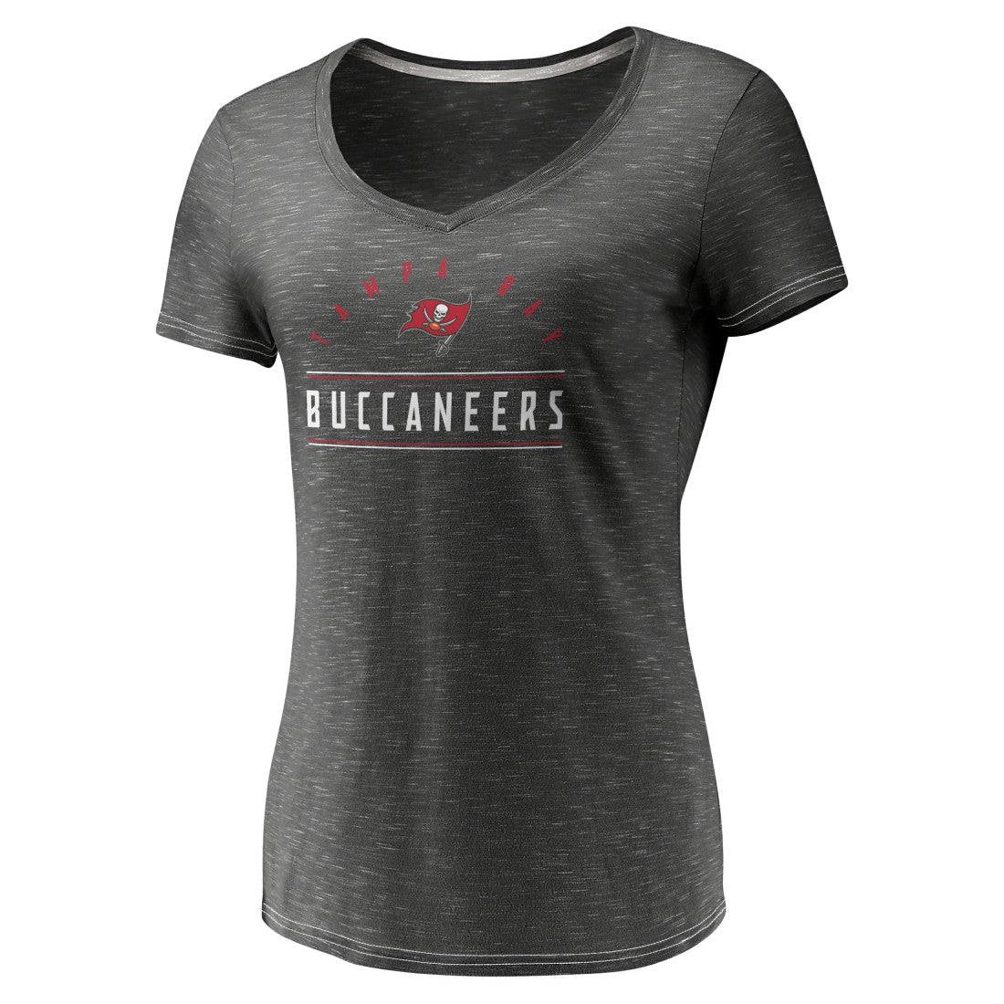 Tampa Bay Buccaneers Women's League Leader Space Dye V-Neck T-Shirt Charcoal - Fanatics