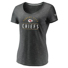 Kansas City Chiefs Women's League Leader Space Dye V-Neck T-Shirt Charcoal - Fanatics