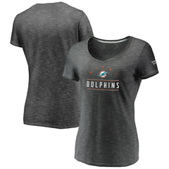 Miami Dolphins Women's League Leader Space Dye V-Neck T-Shirt Charcoal - Fanatics