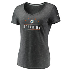 Miami Dolphins Women's League Leader Space Dye V-Neck T-Shirt Charcoal - Fanatics