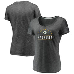 Green Bay Packers Women's League Leader Space Dye V-Neck T-Shirt Charcoal - Fanatics