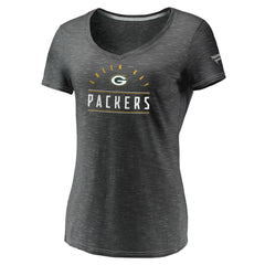 Green Bay Packers Women's League Leader Space Dye V-Neck T-Shirt Charcoal - Fanatics