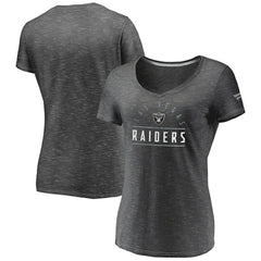 Las Vegas Raiders Women's League Leader Space Dye V-Neck T-Shirt Charcoal - Fanatics