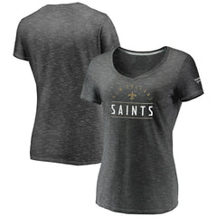 New Orleans Saints Women's League Leader Space Dye V-Neck T-Shirt Charcoal - Fanatics