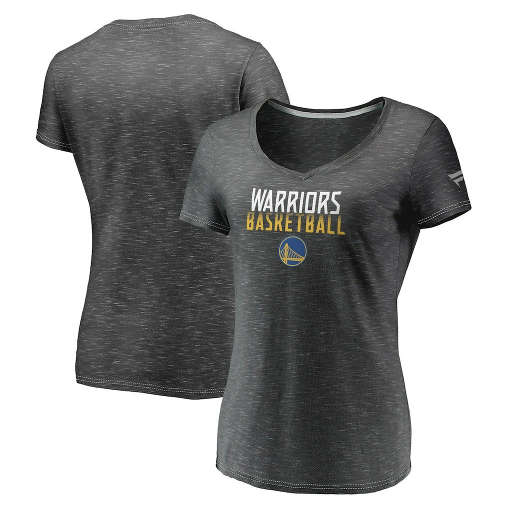 Fanatics - Golden State Warriors Women's Double-Fade Space-Dye V-Neck T-Shirt - Charcoal