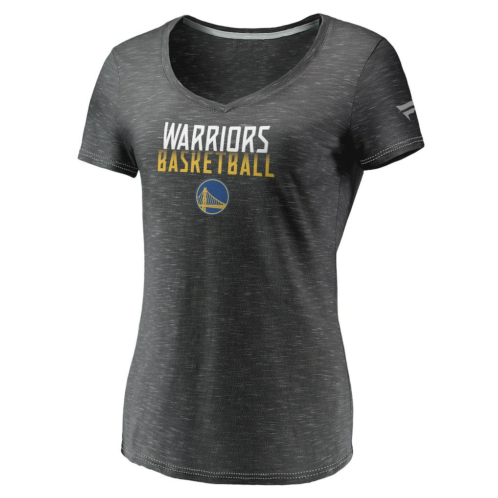 Fanatics - Golden State Warriors Women's Double-Fade Space-Dye V-Neck T-Shirt - Charcoal