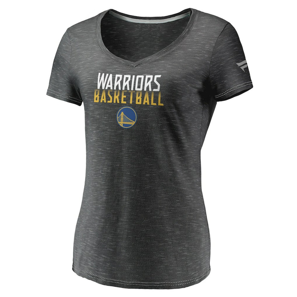 Fanatics - Golden State Warriors Women's Double-Fade Space-Dye V-Neck T-Shirt - Charcoal