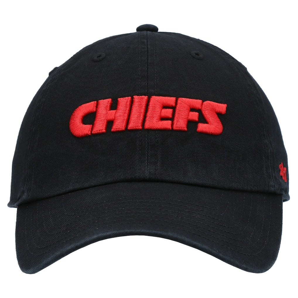 Kansas City Chiefs '47 Clean Up Script Adjustable Hat Black - 47 brand