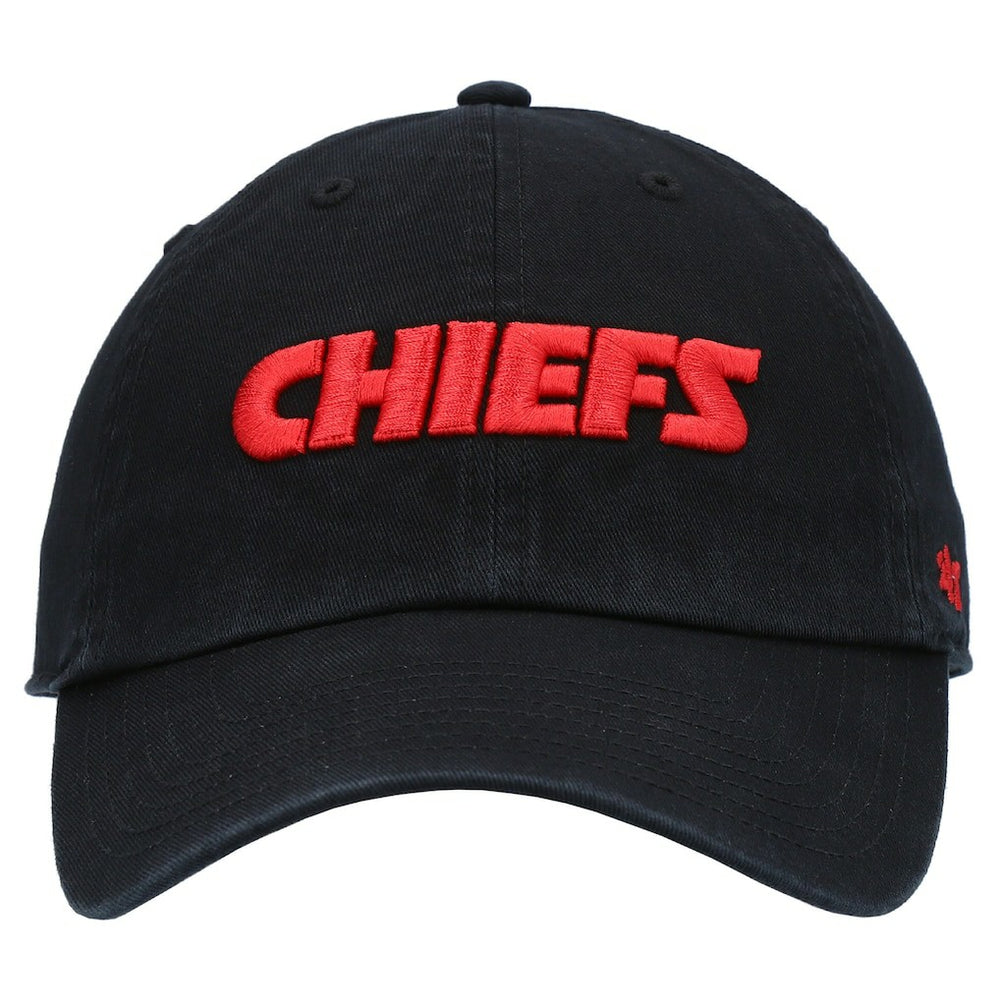 Kansas City Chiefs '47 Clean Up Script Adjustable Hat Black - 47 brand