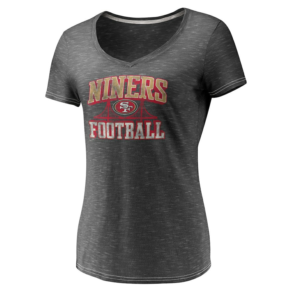 San Francisco 49ers Women's Hometown Space-Dye V-Neck T-Shirt Heathered Charcoal - Fanatics