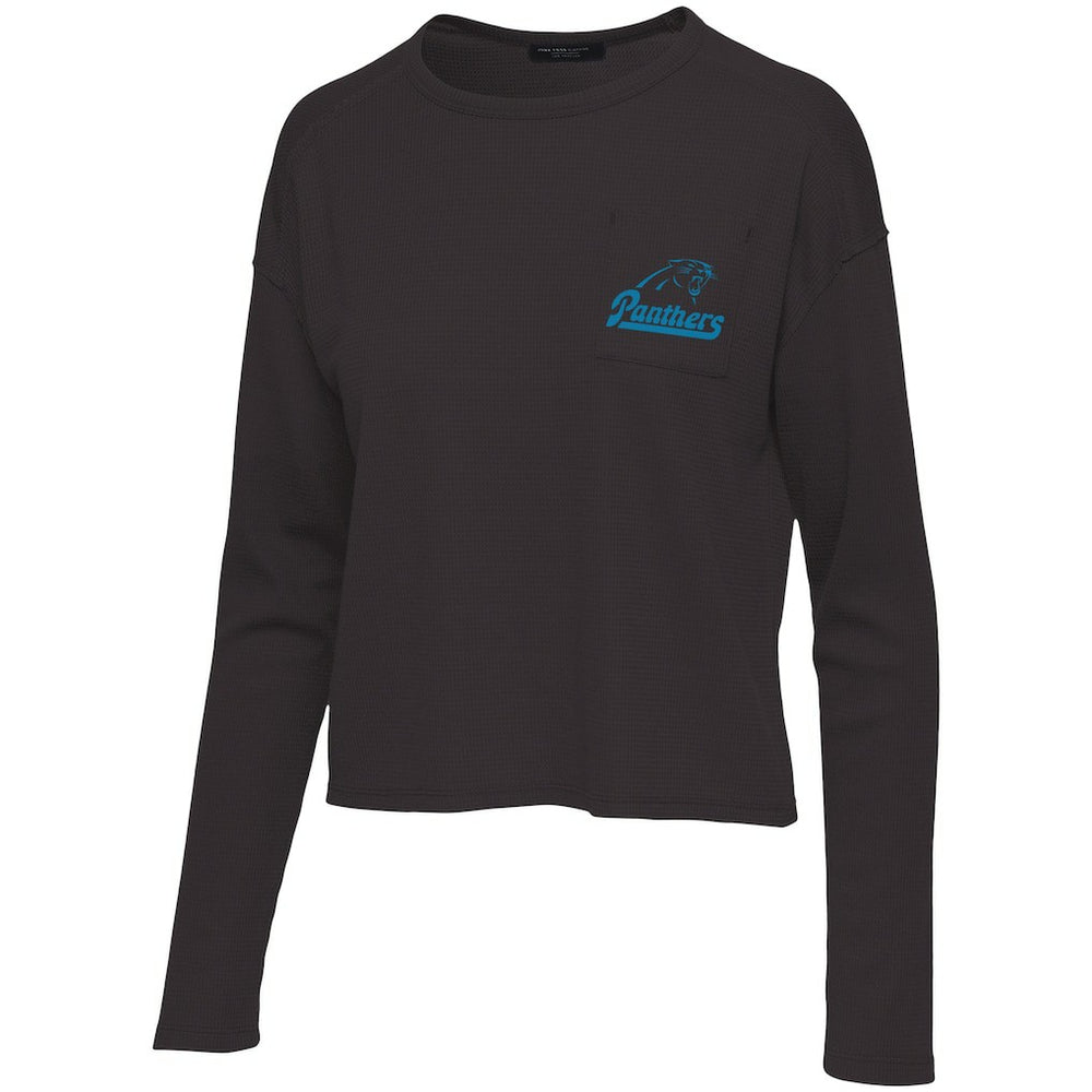 Carolina Panthers Junk Food Women's Pocket Thermal Long Sleeve T-Shirt Black - NFL